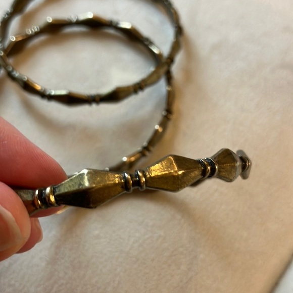 Gold Artisanal Textured Bracelets Set - Picture 2 of 3